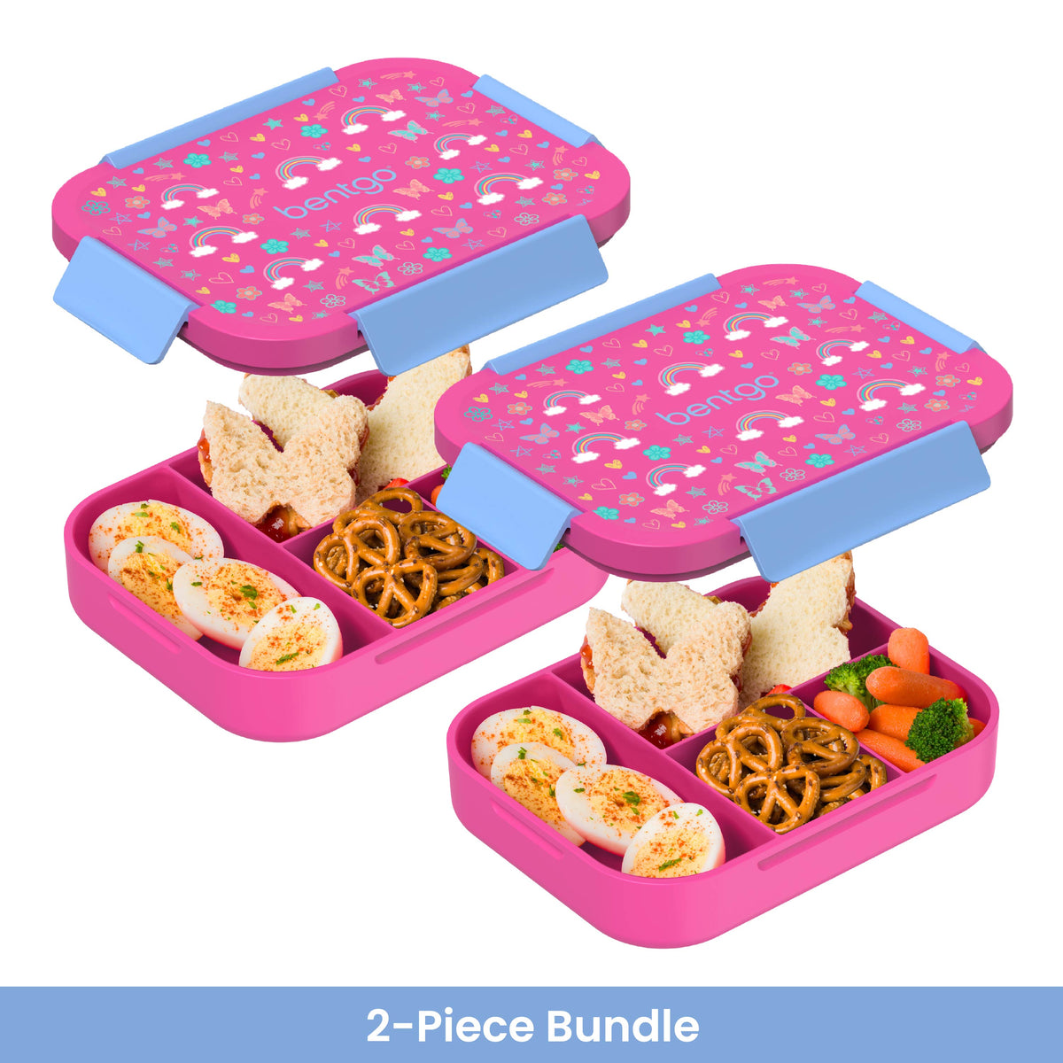 Bentgo Kids Snap & Go Lunch Box (2-Pack) - Rainbows and Butterflies