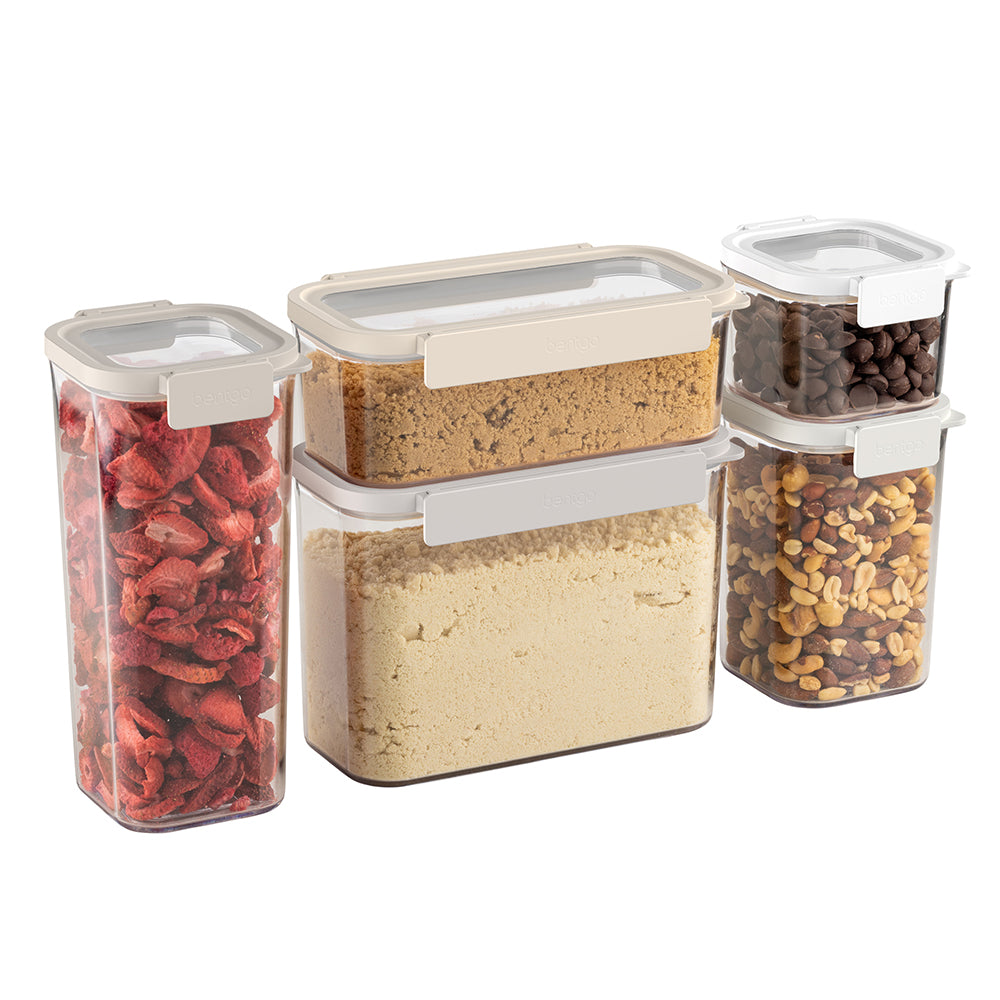 Bentgo Pantry Airtight Dry Food Storage Containers (10-pcs) - White Stone