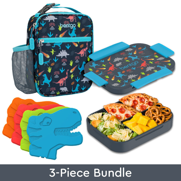 Bentgo Kids Snap & Go Lunch Box, Insulated Lunch Tote, & Ice Packs E8